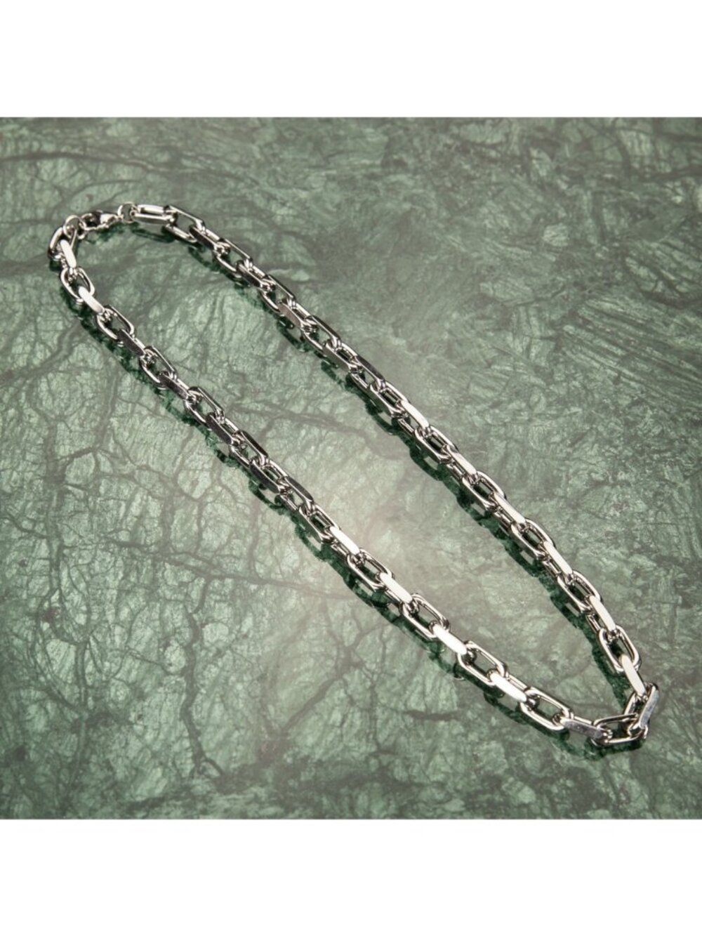 Solid White Gold Plated Heavy 316 Stainless Steel 8MM Hermes Link Chain